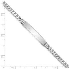 14k White Gold Polished Solid Chain/Solid Plate Flat Curb Link 34x7mm Plate 8 inch ID Bracelet