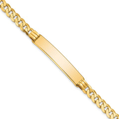14k Polished Solid Chain/Solid Plate Curb Link 38x7.5mm Plate 7 inch ID Bracelet