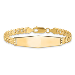 14k Polished Solid Chain/Solid Plate Curb Link Soft Diamond Shape 37.5x10mm Plate 7 inch ID Bracelet