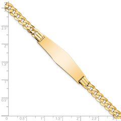 14k Polished Solid Chain/Solid Plate Curb Link Soft Diamond Shape 37.5x10mm Plate 7 inch ID Bracelet