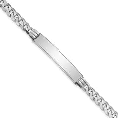 14k White Gold Polished Solid Chain/Solid Plate Flat Curb Link 38.5x7.5mm Plate 7 inch ID Bracelet