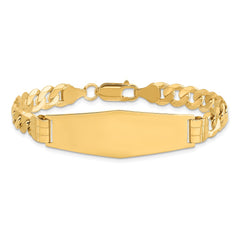 14k Polished Solid Chain/Solid Plate Curb Link Soft Diamond Shape 37.5x14mm Plate 8 inch ID Bracelet