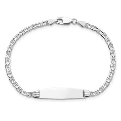 14k White Gold Polished Solid Chain/Solid Plate Anchor Link Soft Diamond Shape 25.5x7.5mm Plate 8 inch ID Bracelet - 2