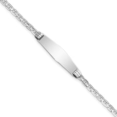 14k White Gold Polished Solid Chain/Solid Plate Anchor Link Soft Diamond Shape 25.5x7.5mm Plate 8 inch ID Bracelet - 2