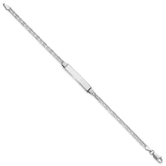 14k White Gold Polished Solid Chain/Solid Plate Anchor Link 25.5x4.5mm Plate 7 inch ID Bracelet