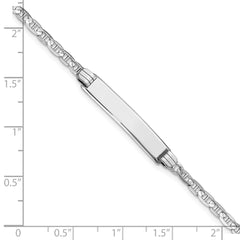 14k White Gold Polished Solid Chain/Solid Plate Anchor Link 25.5x4.5mm Plate 8 inch ID Bracelet