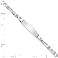 14k White Gold Polished Solid Chain/Solid Plate Anchor Link Soft Diamond Shape 25.5x7.5mm Plate 7 inch ID Bracelet - 2