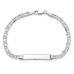 14k White Gold Polished Solid Chain/Solid Plate Anchor Link 25.5x4.8mm Plate 7 inch ID Bracelet