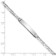 14k White Gold Polished Solid Chain/Solid Plate Anchor Link 25.5x4.8mm Plate 7 inch ID Bracelet