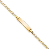 14k Polished Solid Chain/Solid Plate Flat Curb Link 22.5x4.5mm Plate 8 inch ID Bracelet