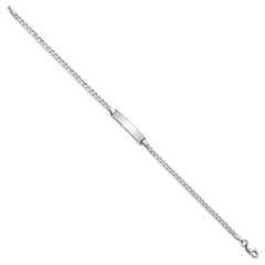 14k White Gold Polished Solid Chain/Solid Plate Flat Curb Link 19.5x4.3mm Plate 7 inch ID Bracelet