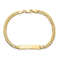 14k Polished Solid Chain/Solid Plate Flat Curb Link 26.5x5.5mm Plate 7 inch ID Bracelet