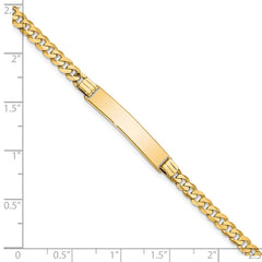 14k Polished Solid Chain/Solid Plate Flat Curb Link 26.5x5.5mm Plate 7 inch ID Bracelet