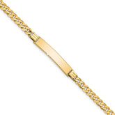 14k Polished Solid Chain/Solid Plate Flat Curb Link 26.5x5.5mm Plate 8 inch ID Bracelet