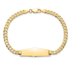 14k Polished Solid Chain/Solid Plate Flat Curb Link Soft Diamond Shape 28x9.8mm Plate 8 inch ID Bracelet