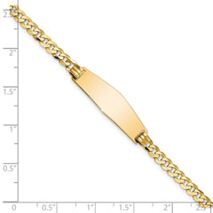 14k Polished Solid Chain/Solid Plate Flat Curb Link Soft Diamond Shape 28x9.8mm Plate 7 inch ID Bracelet