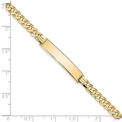 14k Polished Solid Chain/Solid Plate Flat Curb Link 32.5x6.5mm Plate 7 inch ID Bracelet