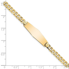 14k Polished Solid Chain/Solid Plate Flat Curb Link Soft Diamond Shape 28x9.3mm Plate 8 inch ID Bracelet
