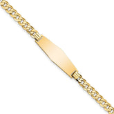 14k Polished Solid Chain/Solid Plate Flat Curb Link Soft Diamond Shape 28x9.3mm Plate 7 inch ID Bracelet