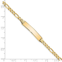 14k Polished Solid Chain/Solid Plate Flat Figaro Link 32.5x6.2mm Plate 8 inch ID Bracelet
