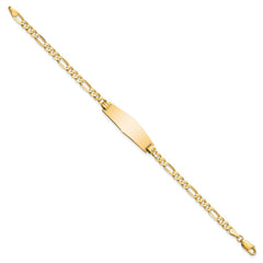 14k Polished Solid Chain/Solid Plate Flat Figaro Link Soft Diamond Shape 28x9.5mm Plate 7 inch ID Bracelet - 2