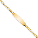 14k Polished Solid Chain/Solid Plate Flat Figaro Link Soft Diamond Shape 28x9.5mm Plate 7 inch ID Bracelet - 2
