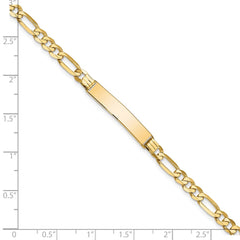 14k Polished Solid Chain/Solid Plate Flat Figaro Link 27.5x5.5mm Plate 8 inch ID Bracelet