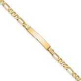 14k Polished Solid Chain/Solid Plate Flat Figaro Link 27.5x5.5mm Plate 8 inch ID Bracelet