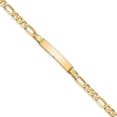 14k Polished Solid Chain/Solid Plate Flat Figaro Link 27.5x5.5mm Plate 8 inch ID Bracelet
