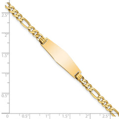 14k Polished Solid Chain/Solid Plate Flat Figaro Link Soft Diamond Shape 28x9.5mm Plate 8 inch ID Bracelet - 2
