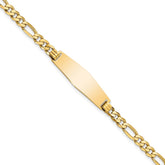 14k Polished Solid Chain/Solid Plate Flat Figaro Link Soft Diamond Shape 28x9.5mm Plate 8 inch ID Bracelet - 2