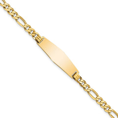 14k Polished Solid Chain/Solid Plate Flat Figaro Link Soft Diamond Shape 28x9.5mm Plate 8 inch ID Bracelet - 2
