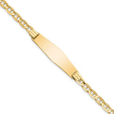 14k Polished Solid Chain/Solid Plate Anchor Link Soft Diamond Shape 33x9.8mm Plate 7 inch ID Bracelet