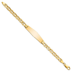 14k Polished Solid Chain/Solid Plate Anchor Link Soft Diamond Shape 37.5x11mm Plate 8 inch ID Bracelet