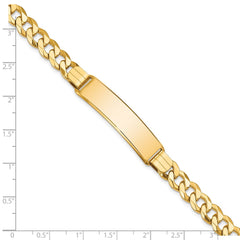 14k Polished Solid Chain/Solid Plate Flat Curb Link 37x9mm Plate 8 inch ID Bracelet