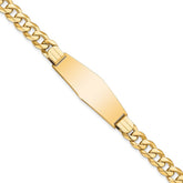 14k Polished Solid Chain/Solid Plate Flat Curb Link Soft Diamond Shape 37.5x14mm Plate 8 inch ID Bracelet