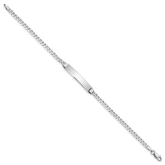 14k White Gold Polished Solid Chain/Solid Plate Flat Curb Link 25.5x4.5mm Plate 7 inch ID Bracelet