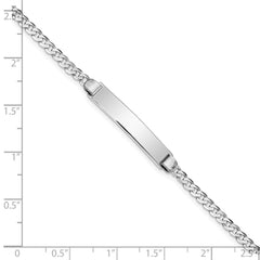 14k White Gold Polished Solid Chain/Solid Plate Flat Curb Link 25.5x4.5mm Plate 7 inch ID Bracelet