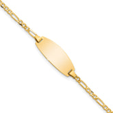 14k Polished Solid Chain/Solid Plate Figaro Link Oval 18.5x7.5mm Plate 5.5 inch Baby/Child ID Bracelet
