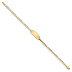 14k Polished Solid Chain/Solid Plate Anchor Link Oval 18.5x8mm Plate 6 inch Baby/Child ID Bracelet
