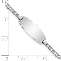 14k White Gold Polished Solid Chain/Solid Plate Anchor Link Oval 18x8mm Plate 7 inch ID Bracelet