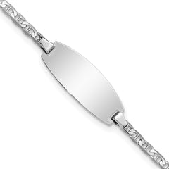 14k White Gold Polished Solid Chain/Solid Plate Anchor Link Oval 18x8mm Plate 7 inch ID Bracelet