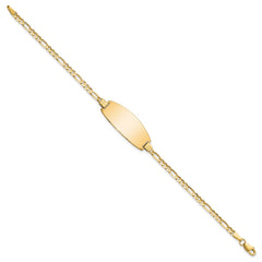 14k Polished Solid Chain/Solid Plate Figaro Link Oval 24x10.5mm Plate 8 inch ID Bracelet