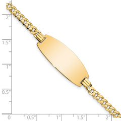 14k Polished Solid Chain/Solid Plate Curb Link Oval 27x11.5mm Plate 7 inch ID Bracelet