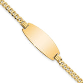 14k Polished Solid Chain/Solid Plate Curb Link Oval 27x11.5mm Plate 7 inch ID Bracelet
