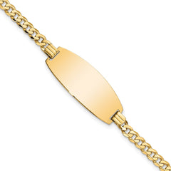 14k Polished Solid Chain/Solid Plate Curb Link Oval 27x11.5mm Plate 7 inch ID Bracelet