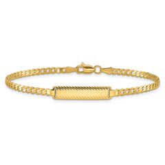 14k Polished Solid Chain/Solid Plate Curb Link Diamond-cut 20x5mm Plate 8 inch ID Bracelet