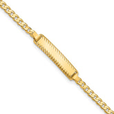 14k Polished Solid Chain/Solid Plate Curb Link Diamond-cut 20x5mm Plate 8 inch ID Bracelet
