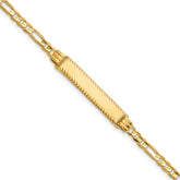 14k Polished Solid Chain/Solid Plate 3.0mm Figaro Link Diamond-cut 27x5.5mm Plate 8 inch ID Bracelet