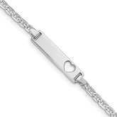 14kw Anchor Link ID, Plate with Cut-out Heart Bracelet